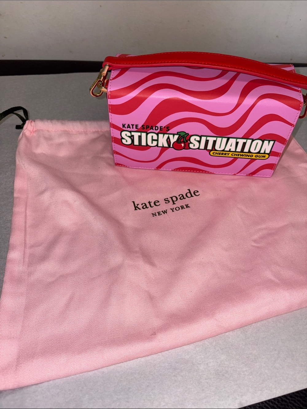 Kate Spade Pink "Sticky Situation" Cherry Print Top Handle Bag only - Picture 14 of 16